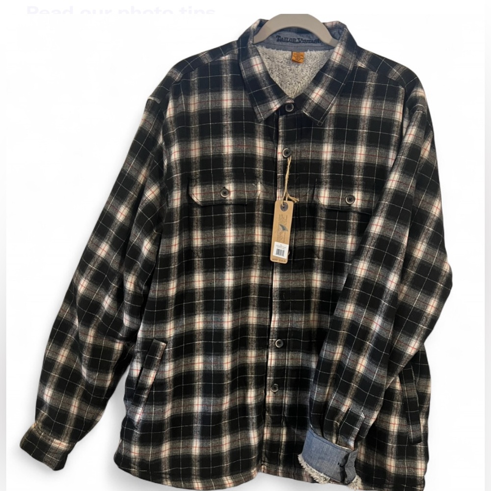 NWT Tailer Vintage Men’s Plaid Sherpa Lined Button Down Jacket Shirt XXL